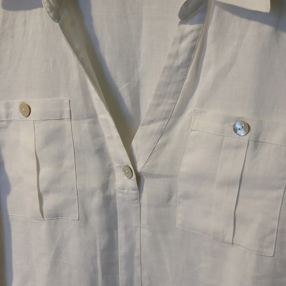 Soft Surroundings Linen White Shirt Dress S‎